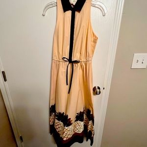 Kate Spade a-line midi pineapple dress with collar